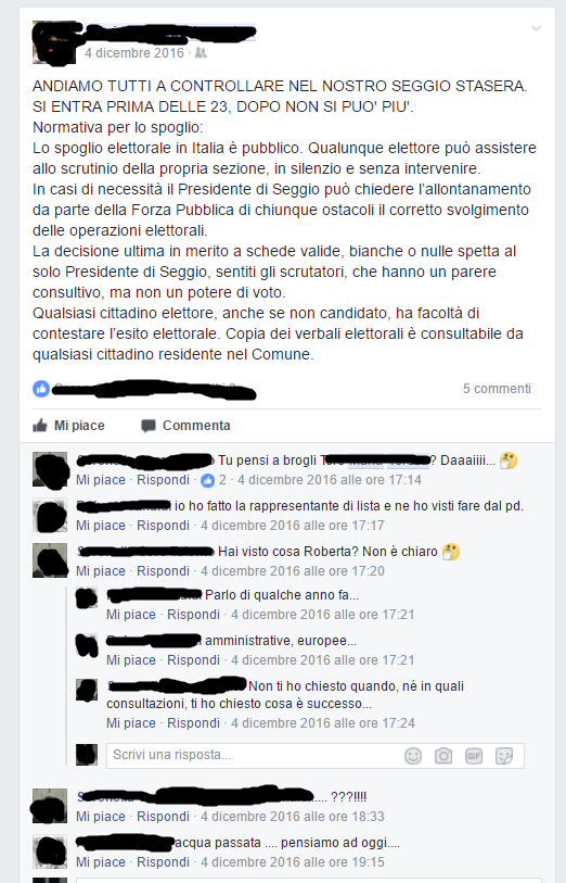 Post di facebook con autodenuncia di reato